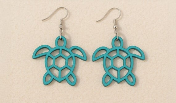 Handcrafted Sea Turtle Earrings - Custom Laser Cut Tropical Beach Jewelry