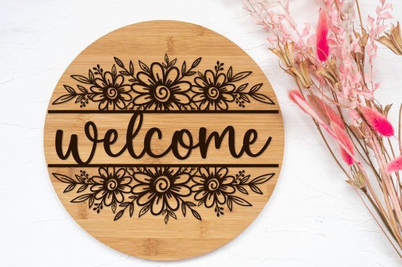 Personalized Round Wooden Welcome Sign - Custom 3D Layered Front Door Decor