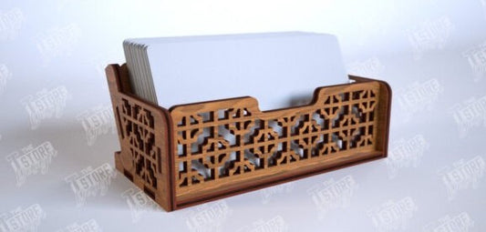 Personalized Wooden Desktop Business Card Holder - Custom Engraved Office Desk Accessory