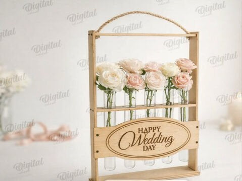 Personalized Wedding Ring Box - Custom Engraved Wooden Heart Ring Bearer Box