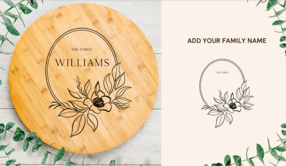 Personalized Engraved Cutting Board - Custom Floral Monogram Kitchen Decor
