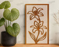 Personalized Botanical Line Art Wooden Wall Decor - Custom Minimalist 3D Floral Wall Art