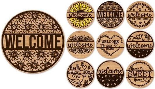 Personalized Round Wooden Welcome Sign - Custom 3D Layered Front Door Decor