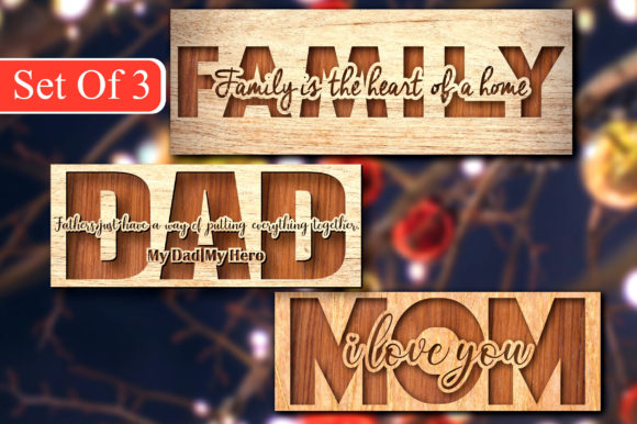 Personalized 3D Layered Wooden Family Sign - Custom Engraved Desktop Decor for Mom & Dad