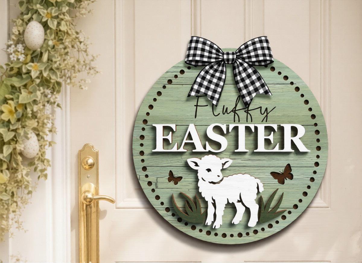 Personalized Easter Round Door Sign - Custom 3D Wooden Spring Welcome Decor