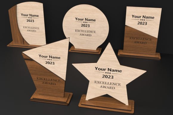 Personalized Excellence Award Trophy - Custom Laser Cut Wood & Acrylic Recognition Award