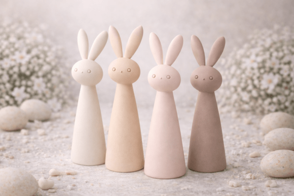 Modern Minimalist Easter Bunny Figurines - Pastel Kawaii Spring Home Decor