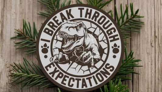 Personalized T-Rex "I Break Through Expectations" Kids Shirt & Wall Art Decor