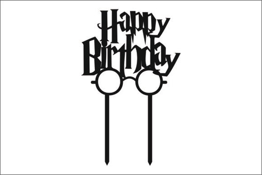 Personalized Wizard Theme Happy Birthday Cake Topper - Custom Laser Cut Birthday Decor