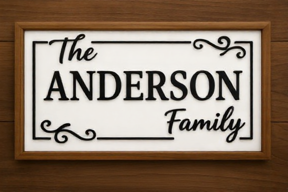 Personalized Family Name Framed Sign - Custom Laser Cut Wall Decor
