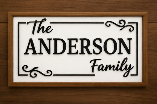 Personalized Family Name Framed Sign - Custom Laser Cut Wall Decor