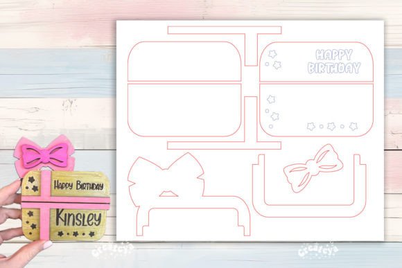 Personalized Wooden Birthday Gift Card Holder - Custom 3D Layered Gift Wrap for Her