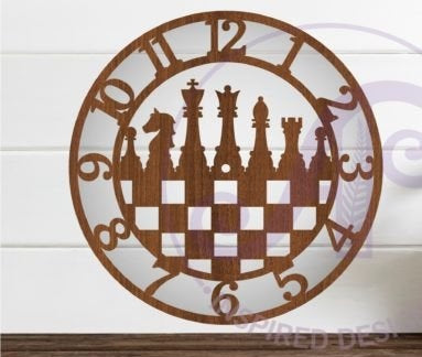 Personalized Wooden Chess Wall Clock - Custom 3D Laser Cut Board Game Decor