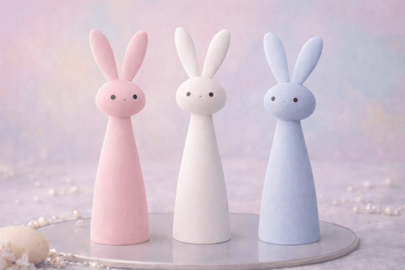 Modern Minimalist Easter Bunny Figurines - Pastel Kawaii Spring Home Decor