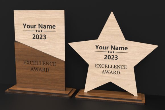 Personalized Excellence Award Trophy - Custom Laser Cut Wood & Acrylic Recognition Award