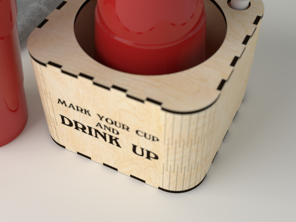 Personalized Wooden Party Cup Holder & Marker Station - Custom Solo Cup Organizer