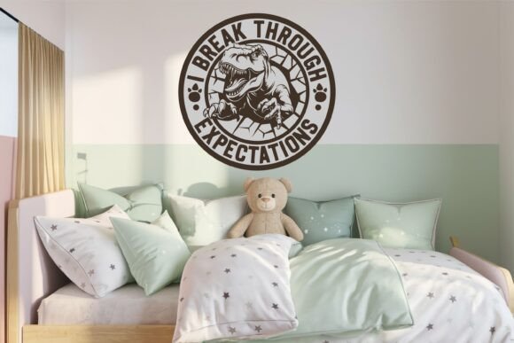 Personalized T-Rex "I Break Through Expectations" Kids Shirt & Wall Art Decor