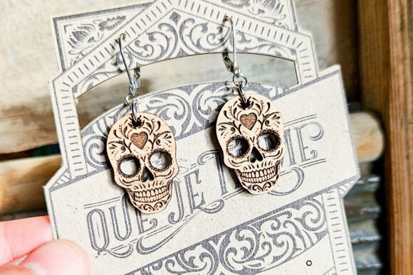 Handcrafted Sugar Skull Earrings - Custom Laser Cut Day of the Dead & Halloween Jewelry