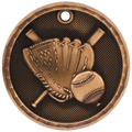2" 3D Baseball/Softball Medal - Antique Bronze