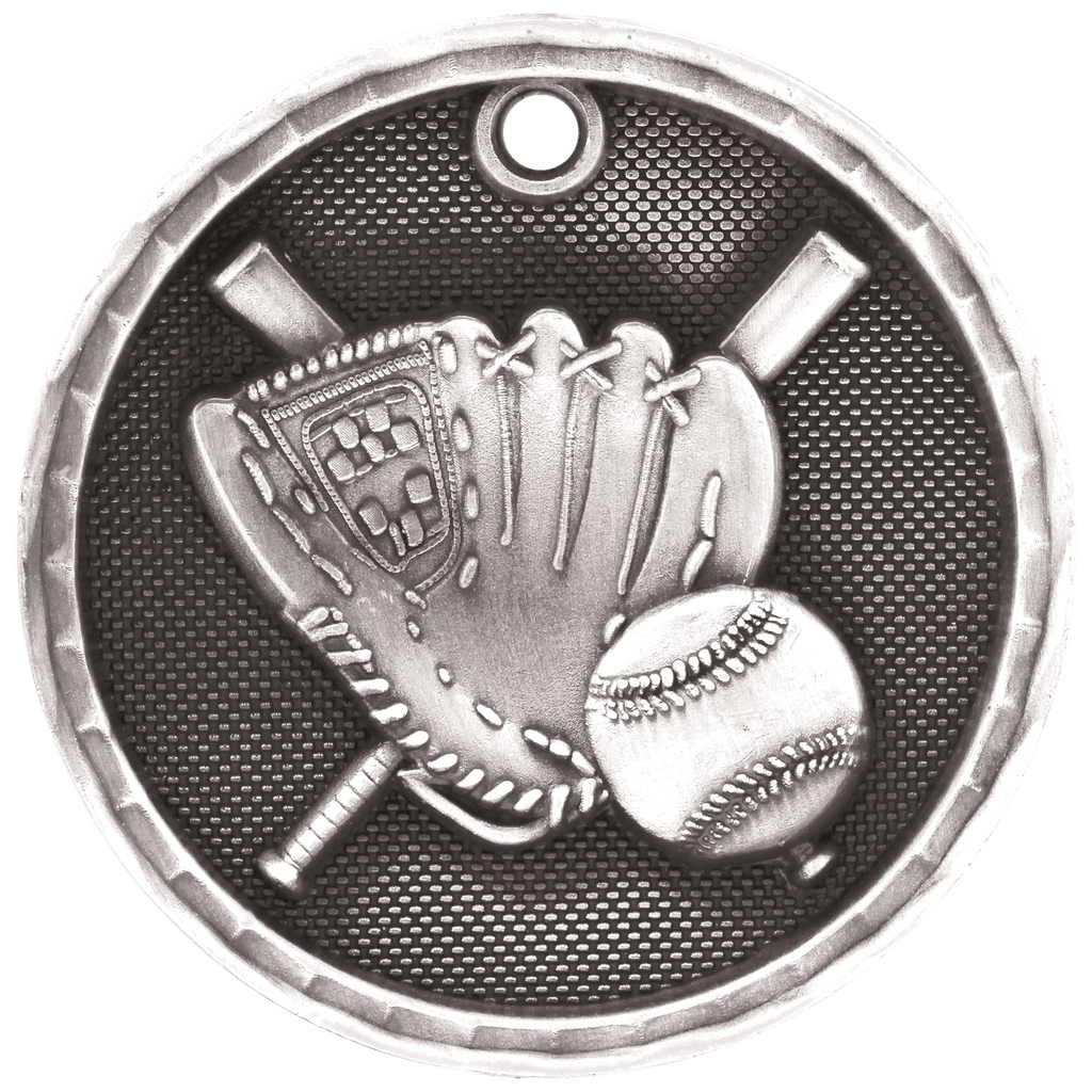 2" 3D Baseball/Softball Medal - Antique Silver