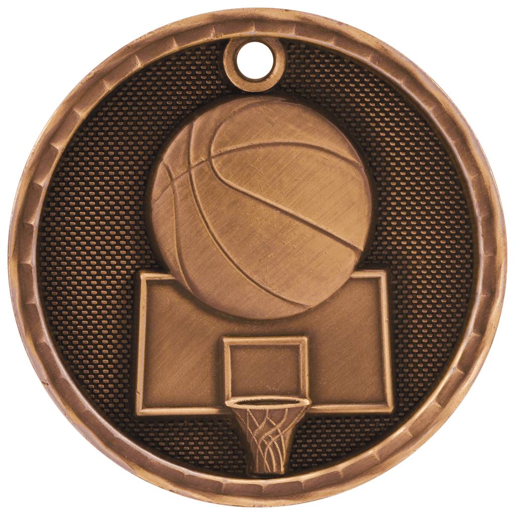 Antique Bronze 2" 3D Basketball Medal