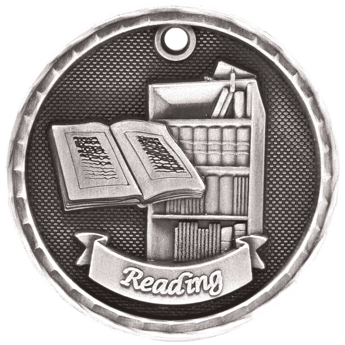 Antique Silver 2" 3D Reading Medal