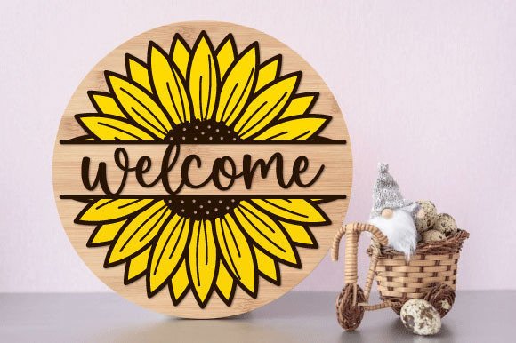 Personalized Round Wooden Welcome Sign - Custom 3D Layered Front Door Decor