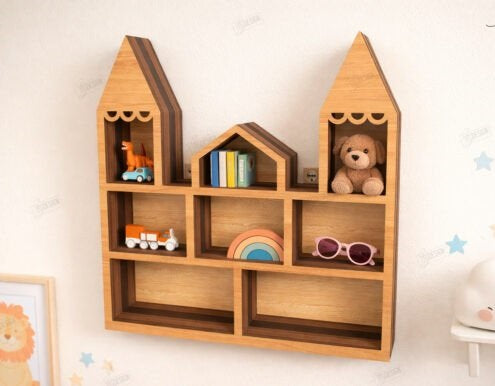 Personalized Kids Room Floating Shelves - Custom 3D Wooden Shape Wall Storage & Nursery Decor