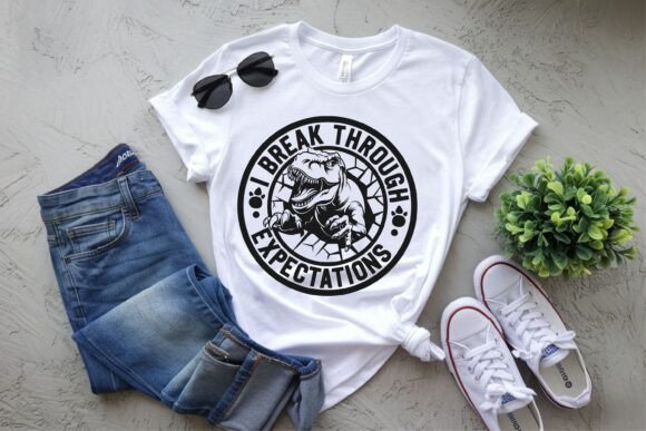 Personalized T-Rex "I Break Through Expectations" Kids Shirt & Wall Art Decor