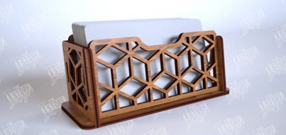 Personalized Wooden Desktop Business Card Holder - Custom Engraved Office Desk Accessory