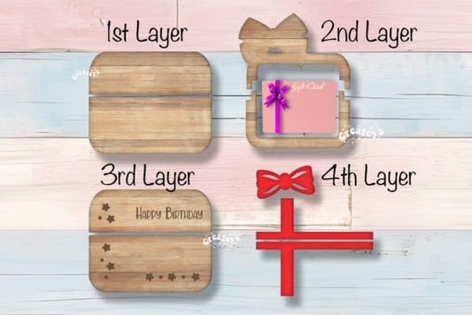 Personalized Wooden Birthday Gift Card Holder - Custom 3D Layered Gift Wrap for Her