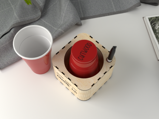 Personalized Wooden Party Cup Holder & Marker Station - Custom Solo Cup Organizer