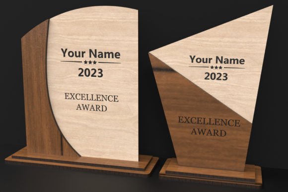 Personalized Excellence Award Trophy - Custom Laser Cut Wood & Acrylic Recognition Award