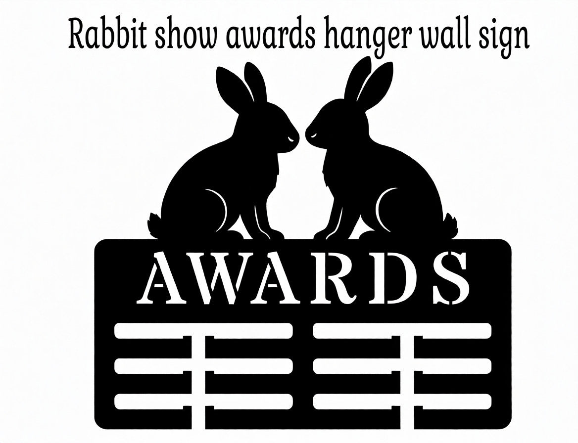 Personalized Rabbit Show Award Holder - Custom Wooden Medal & Ribbon Display Sign