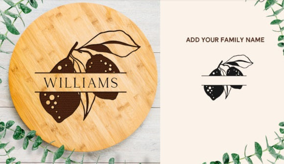 Personalized Engraved Cutting Board - Custom Floral Monogram Kitchen Decor