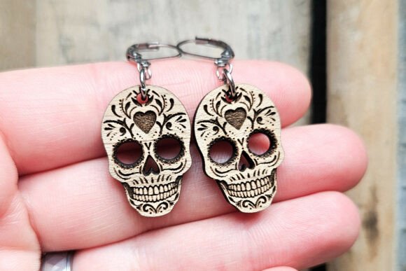 Handcrafted Sugar Skull Earrings - Custom Laser Cut Day of the Dead & Halloween Jewelry