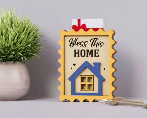 Personalized Housewarming Gift Card Holder - Custom Wooden New Home Gift & Realtor Closing Prop
