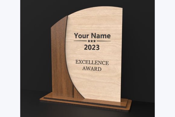 Personalized Excellence Award Trophy - Custom Laser Cut Wood & Acrylic Recognition Award