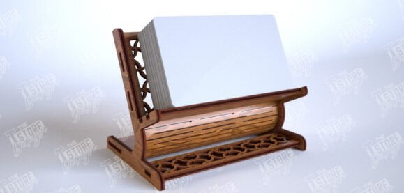 Personalized Wooden Desktop Business Card Holder - Custom Engraved Office Desk Accessory