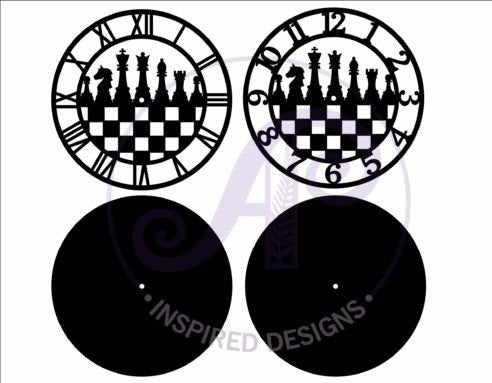 Personalized Wooden Chess Wall Clock - Custom 3D Laser Cut Board Game Decor