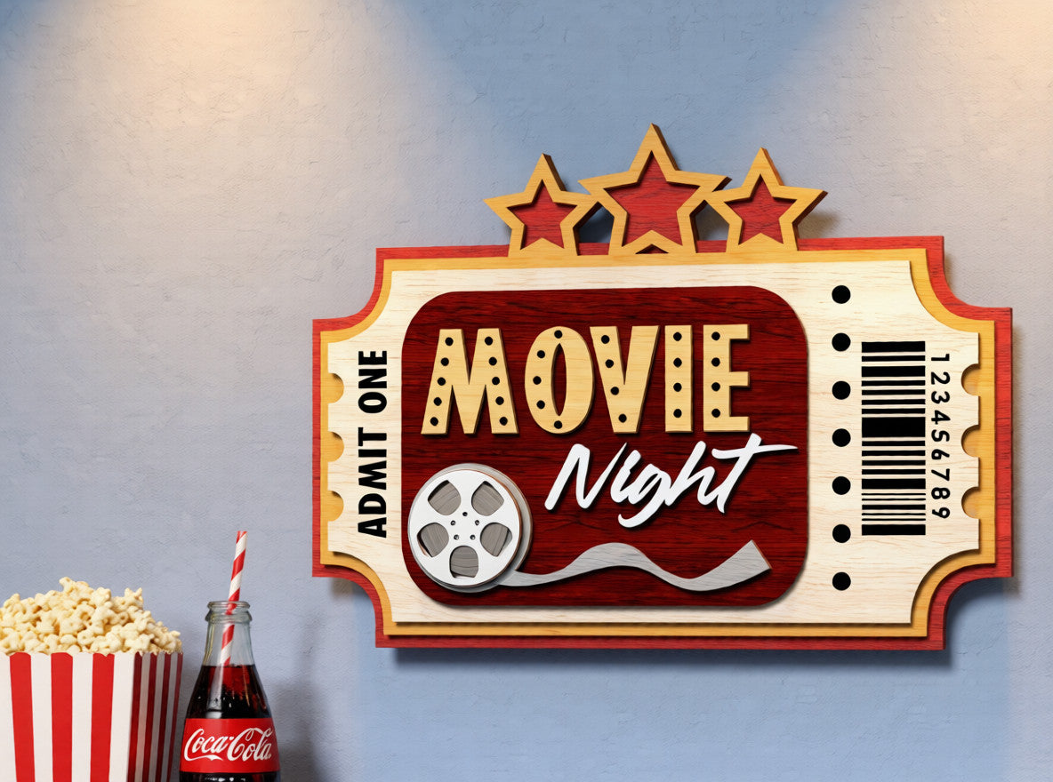 Personalized 3D Wooden Home Cinema Sign - Custom Vintage Movie Theater Decor