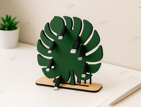 Personalized Wooden Animal Cable Organizer - Custom Engraved Desktop Cord & Wire Holder