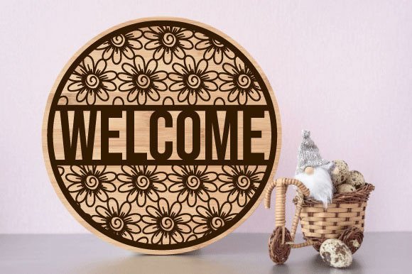 Personalized Round Wooden Welcome Sign - Custom 3D Layered Front Door Decor