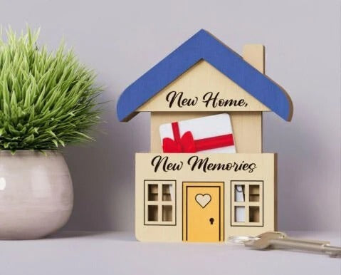 Personalized Housewarming Gift Card Holder - Custom Wooden New Home Gift & Realtor Closing Prop