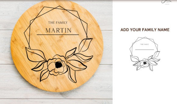 Personalized Engraved Cutting Board - Custom Floral Monogram Kitchen Decor