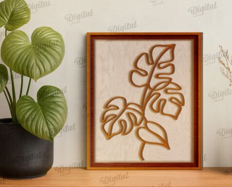 Personalized Botanical Line Art Wooden Wall Decor - Custom Minimalist 3D Floral Wall Art