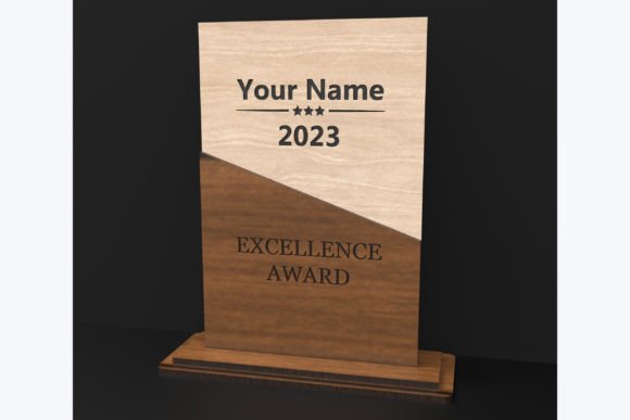 Personalized Excellence Award Trophy - Custom Laser Cut Wood & Acrylic Recognition Award