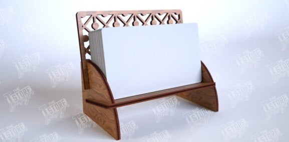 Personalized Wooden Desktop Business Card Holder - Custom Engraved Office Desk Accessory