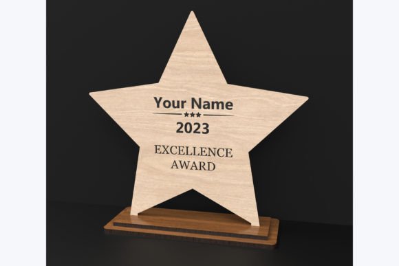 Personalized Excellence Award Trophy - Custom Laser Cut Wood & Acrylic Recognition Award