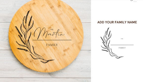 Personalized Engraved Cutting Board - Custom Floral Monogram Kitchen Decor